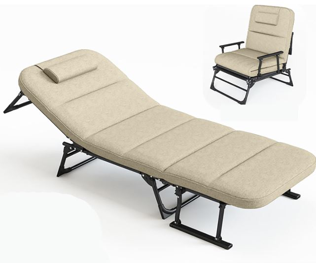 AS-PORTABLE MULTY USEABLE CHAIR WITH BED-CAMPING ACC-CREAM WHITE