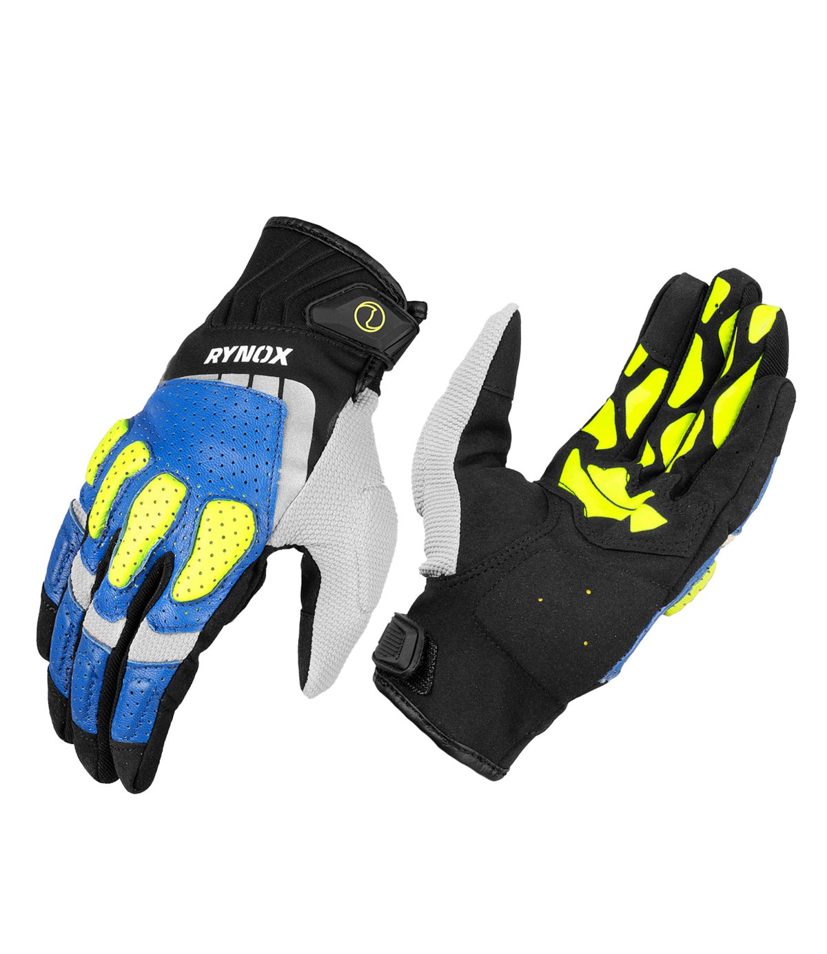 RYNOX-RAID RIDGE PRO GLOVES-OFFROAD GLOVES- BLU/HIVIZ GRN