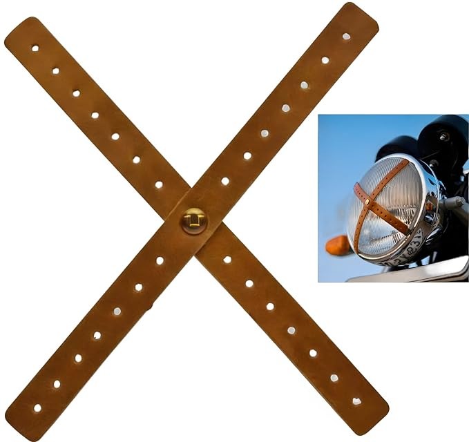 NAADODI-LEATHER HEAD LIGHT STRAP-MOTO CYC ACC-BROWN