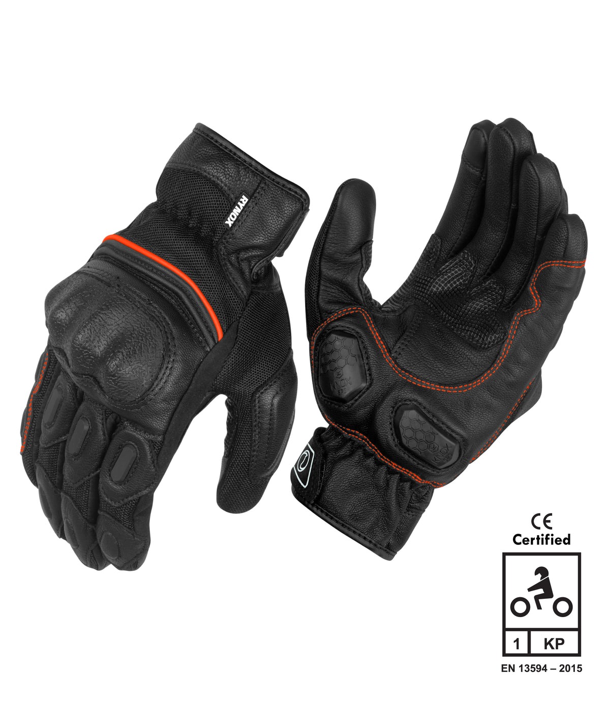 RYNOX-TORNADO PRO3-RIDING GLOVE-BLACK/ORANGE