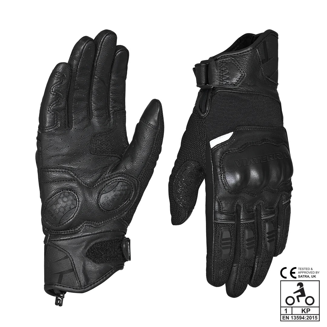 VIATERRA-HOLESHOT V2(SHORTY HYBRID)-RIDING GLOVE-BLACK