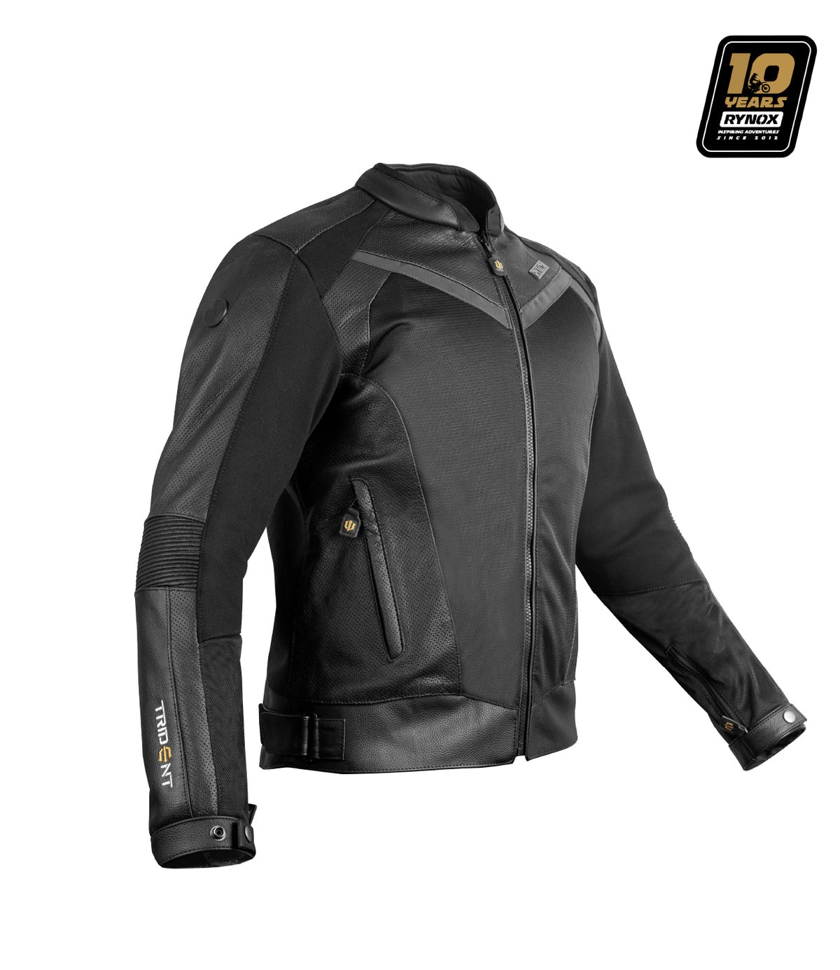 RYNOX-TRIDENT LEATHER MESH-RIDING JACKET-BLACK