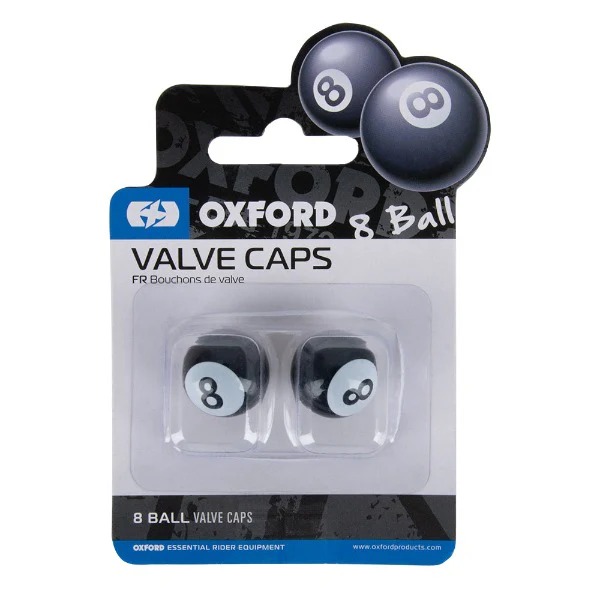 OXFORD-8 BALL VALVE CAPS-MOTOR CYC ACC-BLK