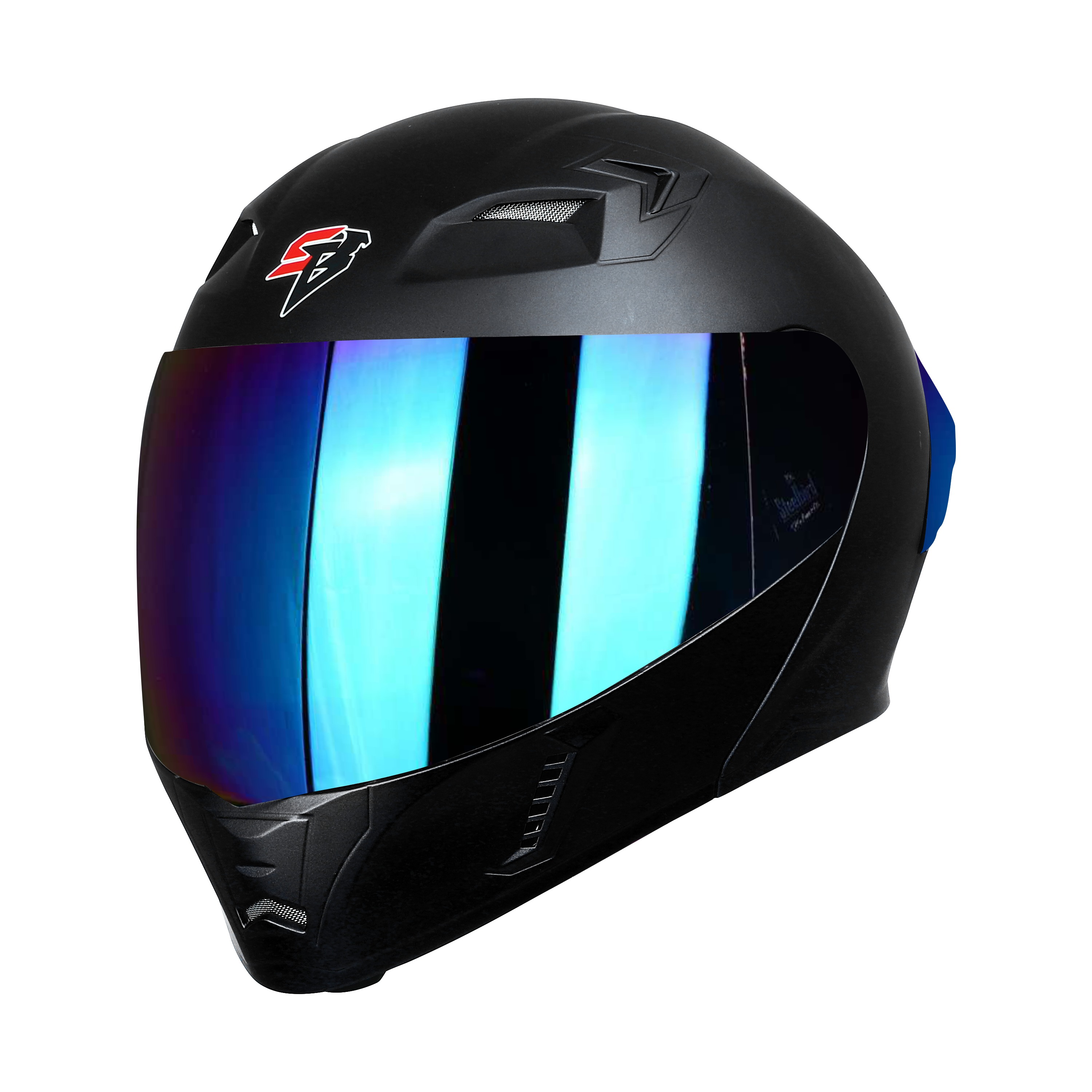 STEELBIRD-20 ISS(MODULAR)-HELMET-GLOSS BLK/RAINBOW SPOILER