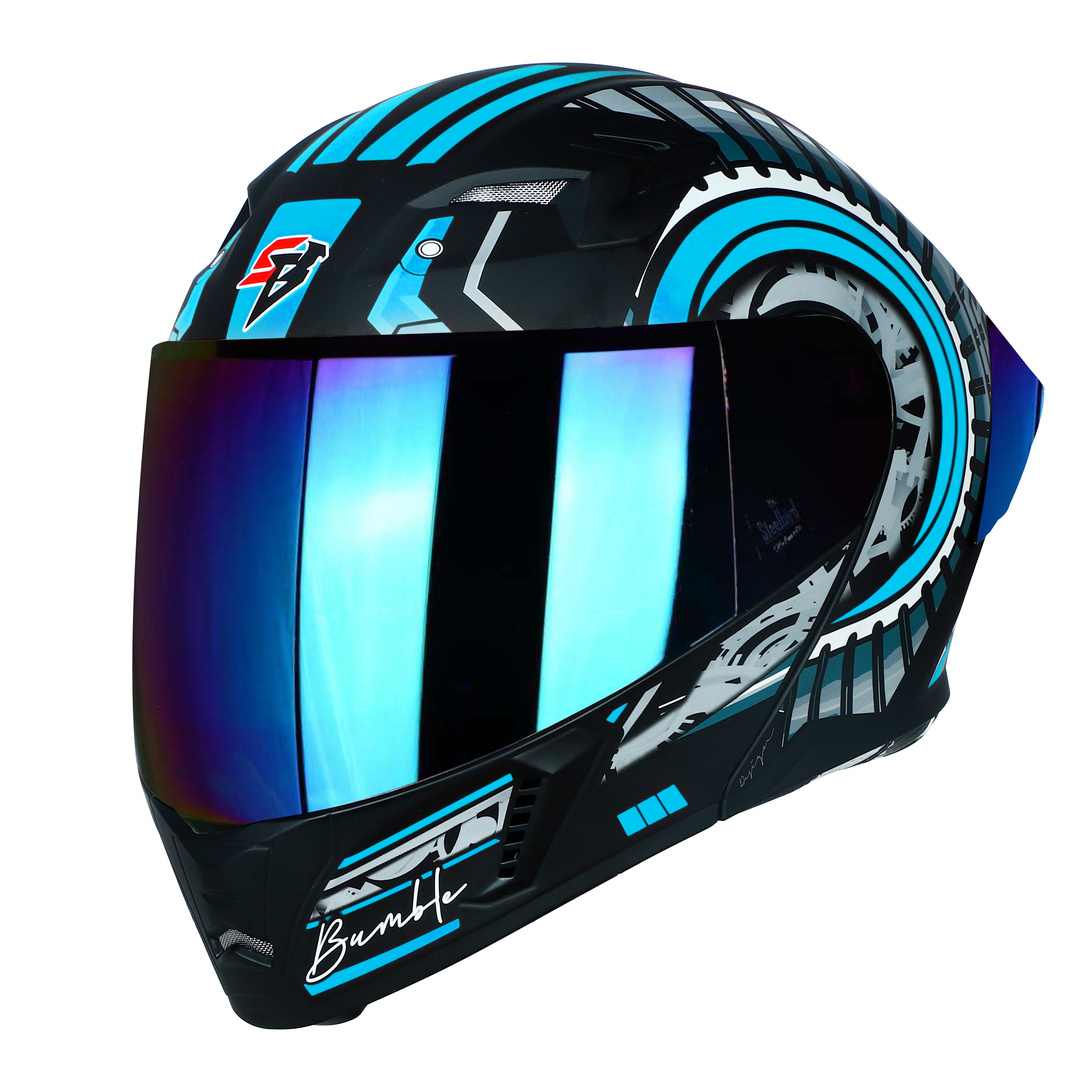 STEELBIRD-20 ISS BUMBLE (MODULAR)-HELMET-BLK/JAZZ BLUE-600MM