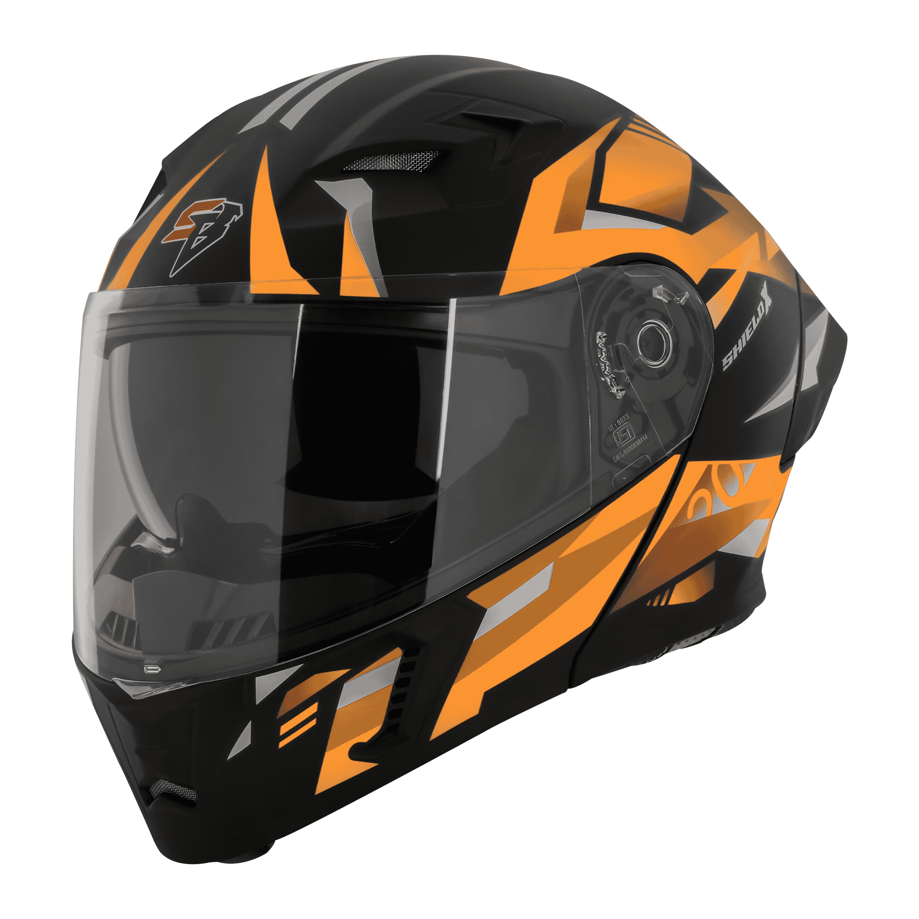 STEELBIRD-20 ISS SHIELD X(MODULAR)-HELMET-GLOSS BLK/ORG