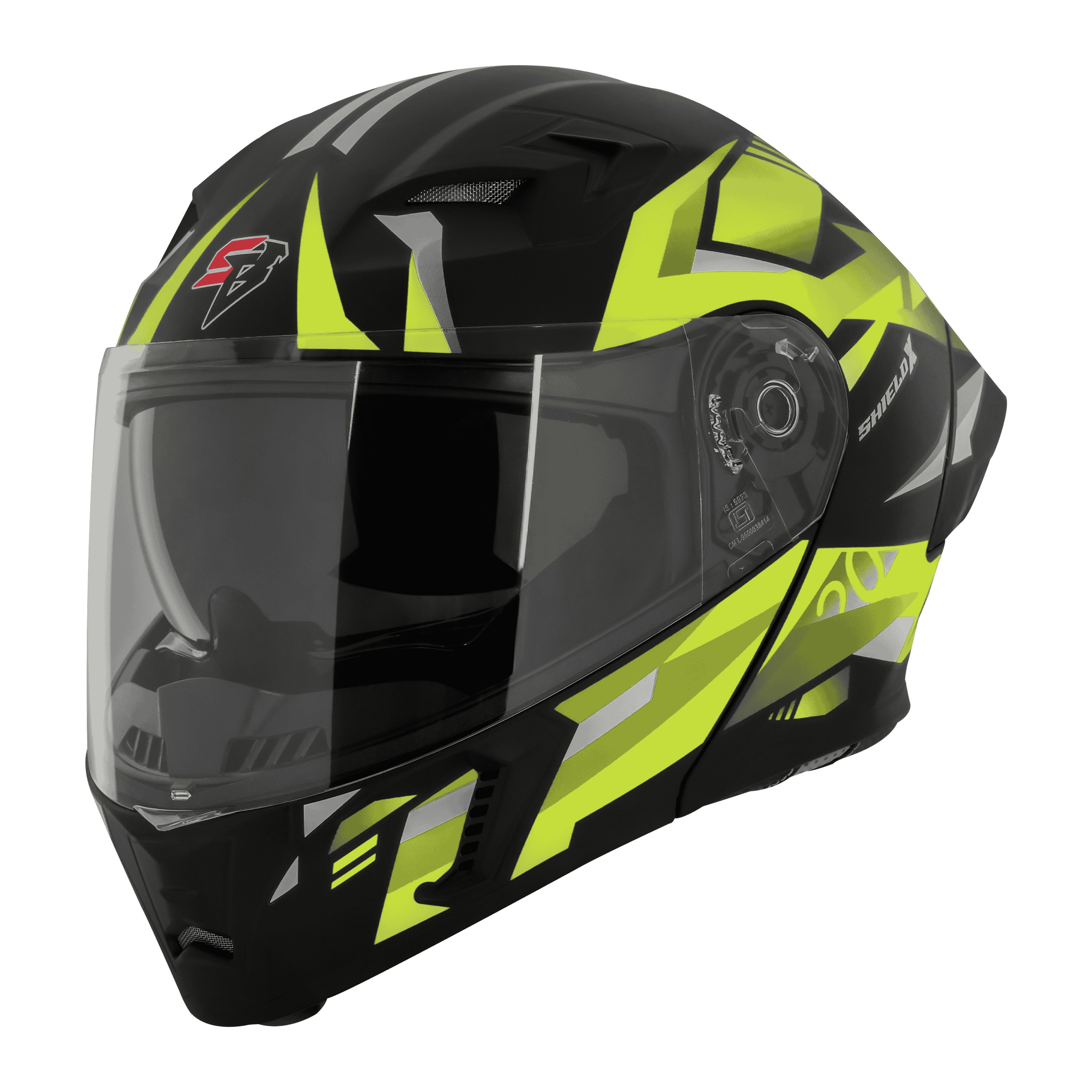 STEELBIRD-20 ISS SHIELD X(MODULAR)-HELMET-GLOSS BLK/NEON