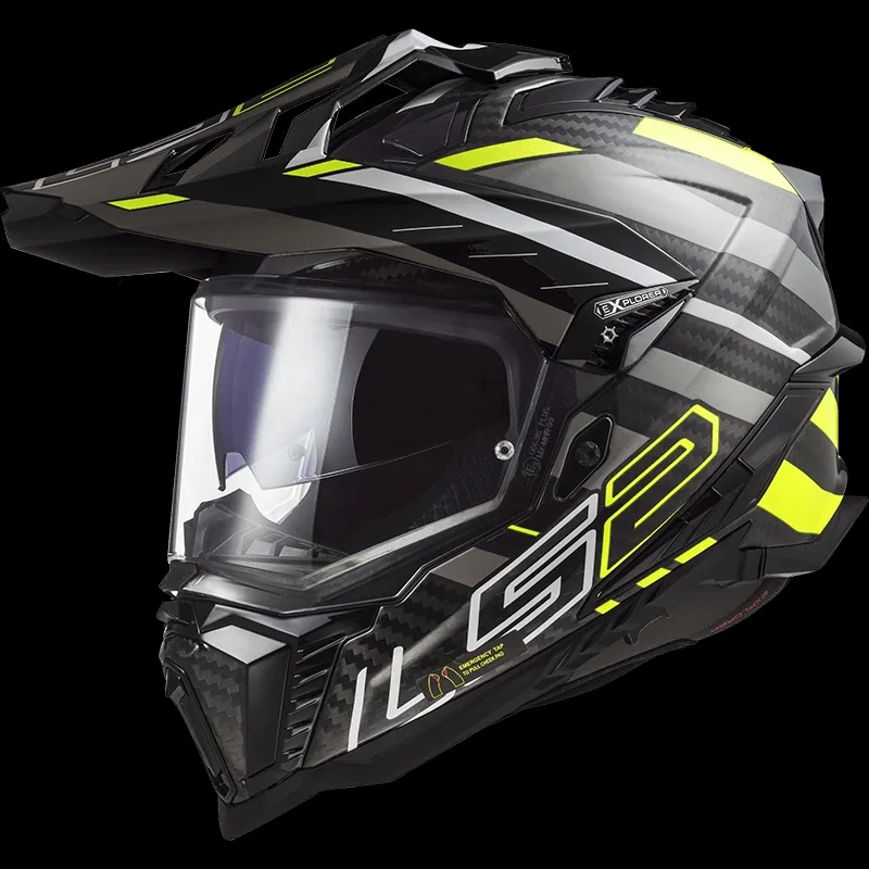 LS2-MX701 EXPLORER EDGE-DUAL SPORT HELMET-GL BLK/HIVIZ YLW