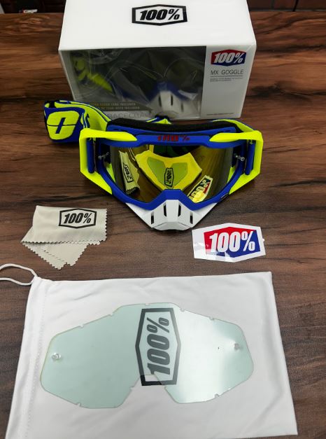 AS - 100% MOTOCROSS GOGGLE - HELMET ACC-NEON/BLUE