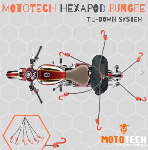 MOTO TECH-HEXAPOD-BUNGEE CORD-GRY/ORG-32