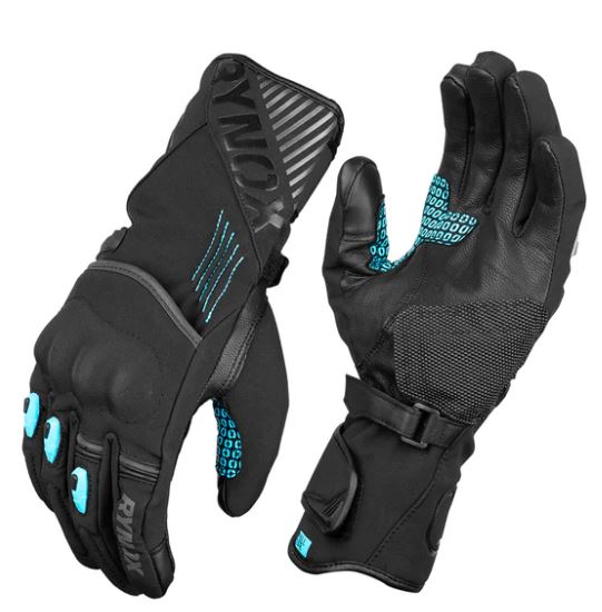 RYNOX- DRY ICE-WATER PROOF GLOVES-BLK/AQUA BLUE
