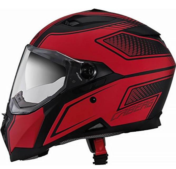 AS-CABERG  DOUBLE VISOR-FULL FACE HELMET-MATT BLK/RED