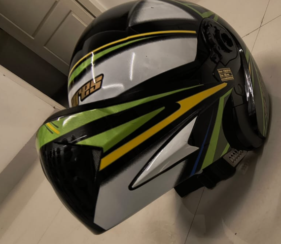  ARES-SB-41 TRACK GLOSSY-MODULAR HELMET-BLK/GRN/WHT